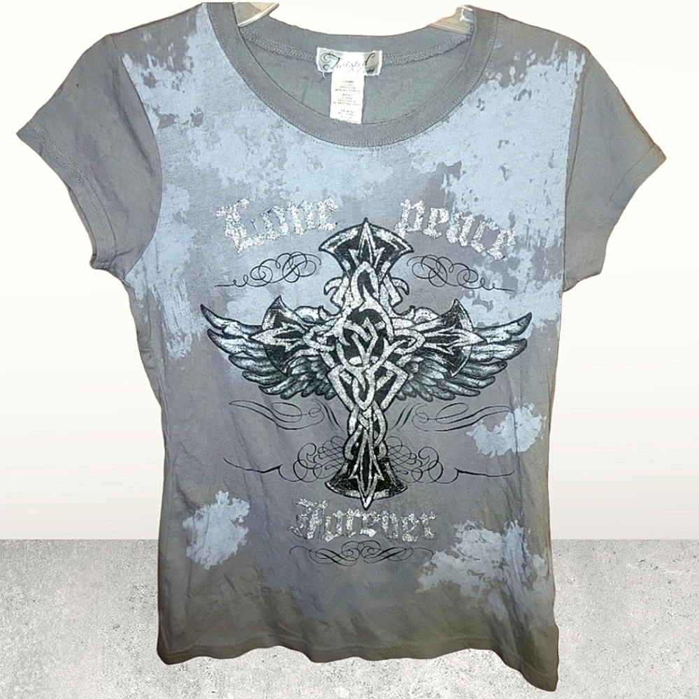 Women's Glittered Cross Short Sleeve Tee